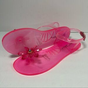 Betsey Johnson Sarai Pink Jelly Daisy Sandals 9